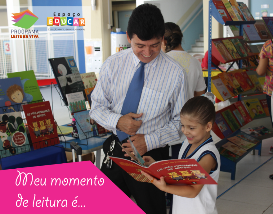 Foto promocional da campanha "Meu Momento de Leitura é" produzida pelo setor de comunicação social Espaço Educar